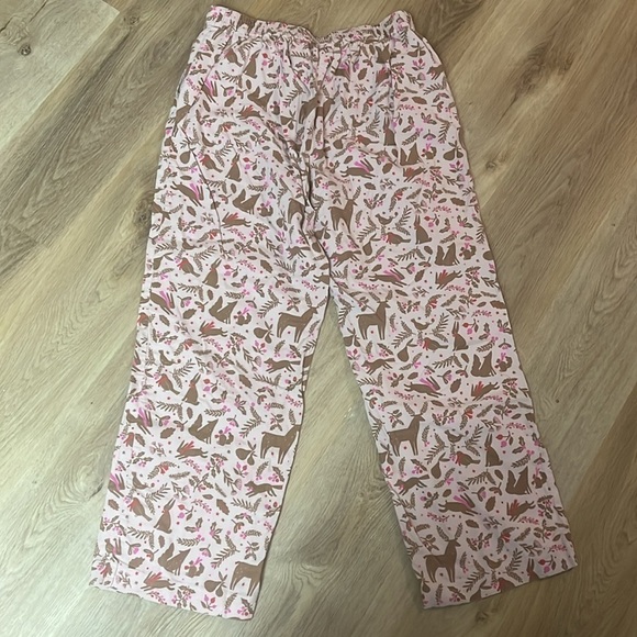 Boden Pink Cotton Holiday Winter Animal Print Pajama Pants Tie Waist Medium - Picture 5 of 8